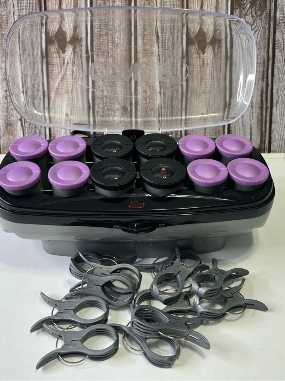 Conair Hair Roller 12 piece Set with roller clips  Black and Purple
